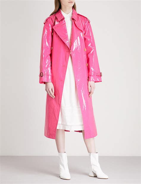 burberry pink patent coat|burberry coat size 50.